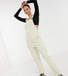 Asos Design Tall Twill Overalls In Cream-white