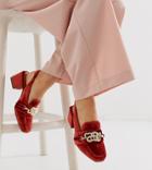 Asos Design Wide Fit Worship Square Toe Heeled Loafers In Orange