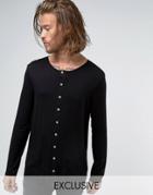 Reclaimed Vintage Jersey Collarless Shirt - Black
