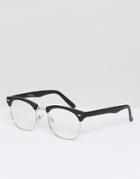 Jeepers Peepers Retro Clear Lens Glasses In Black - Black