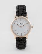 Lund London Black Braided Watch With Rose Gold Dial - Black