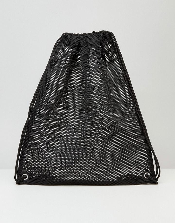 Asos Drawstring Backpack In Mesh - Black