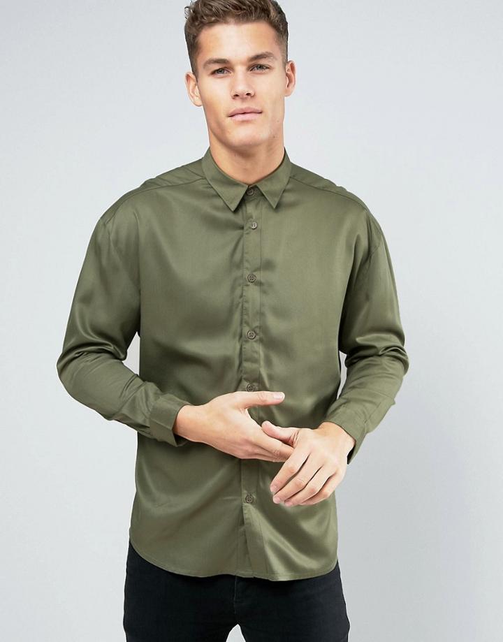 Another Influence Oversized Viscose Shirt - Green