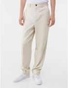 Bershka Wide Fit Smart Pants In Sand-neutral