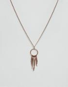 Asos Necklace In Brushed Copper With Circle Spike - Brown