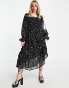 Violet Romance Tiered Maxi Dress With Collar In Mix And Match Floral Print-multi
