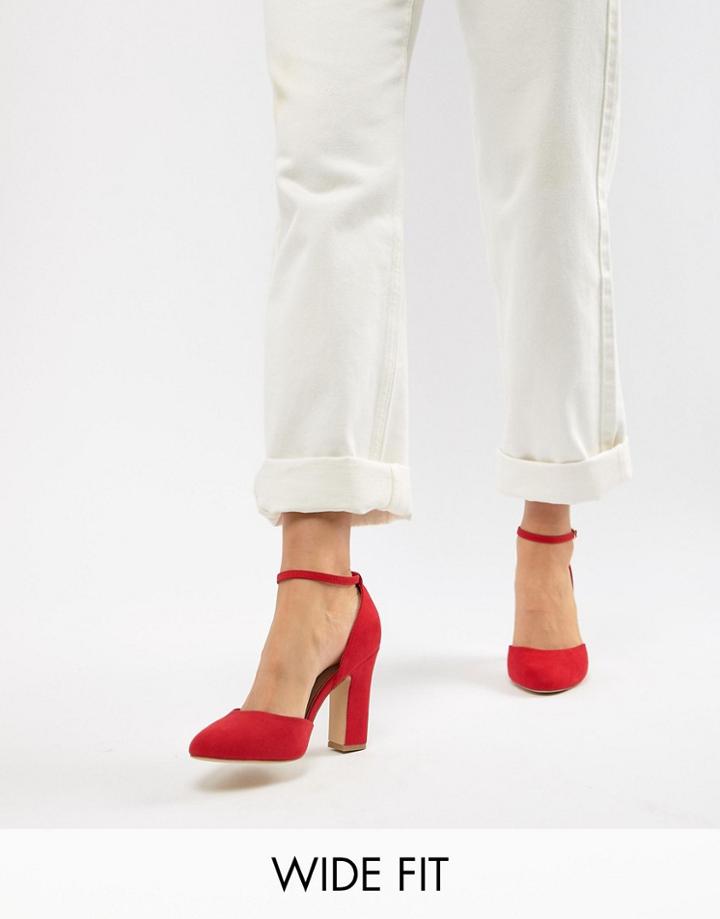 New Look Wide Fit Round Toe Heeled Shoe - Red