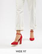 New Look Wide Fit Round Toe Heeled Shoe - Red
