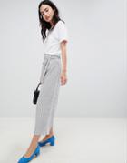 Brave Soul Dakota Crop Pants In Stripe - Cream