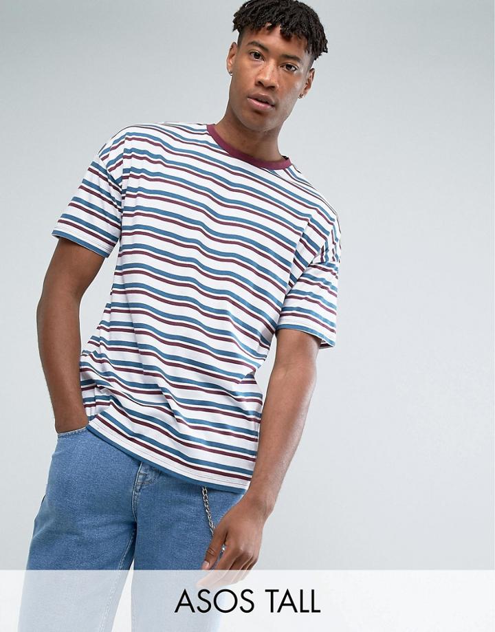 Asos Tall Oversized Stripe T-shirt - White