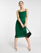 Asos Design Cami Cowl Body-conscious Midi Dress In Forest Green