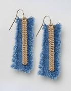 Limited Edition Denim Frayed Earrings - Blue