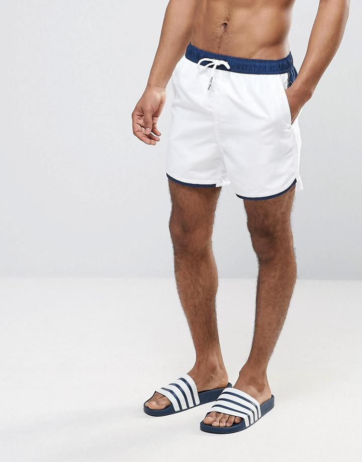 Another Influence Color Block Curved Hem Swim Shorts - Navy