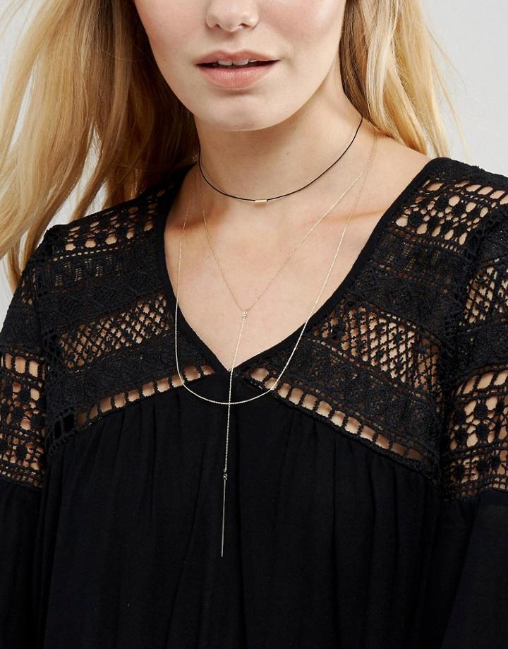Orelia Fine Choker & Lariat Layering Pack - Gold
