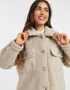 Jdy Jacket In Oversized Teddy In Cream-white