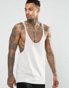 Asos Extreme Racer Back Tank With Raw Edge In Gray - Gray
