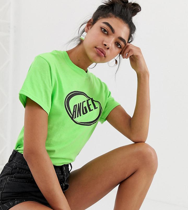 Adolescent Clothing Boyfriend T-shirt With Angel Graphic - Green