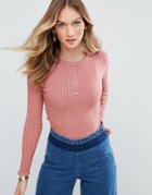 Brave Soul Fine Rib Sweater - Pink