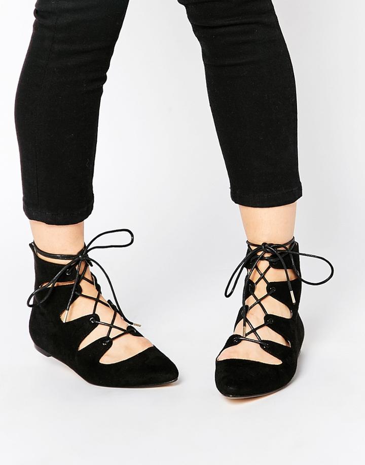 Truffle Collection Nicky Ghillie Flat Ankle Boots - Black Mf