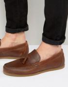 Asos Tassel Loafer In Tan Leather With Gum Sole - Tan