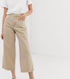 Weekday Zip Pocket Front Wide Leg Jeans In Sand-beige