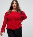 Rage Plus Off Shoulder Lace Top - Red