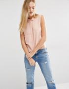 Mango Boxy Sleeveless Shirt - Soft Pink