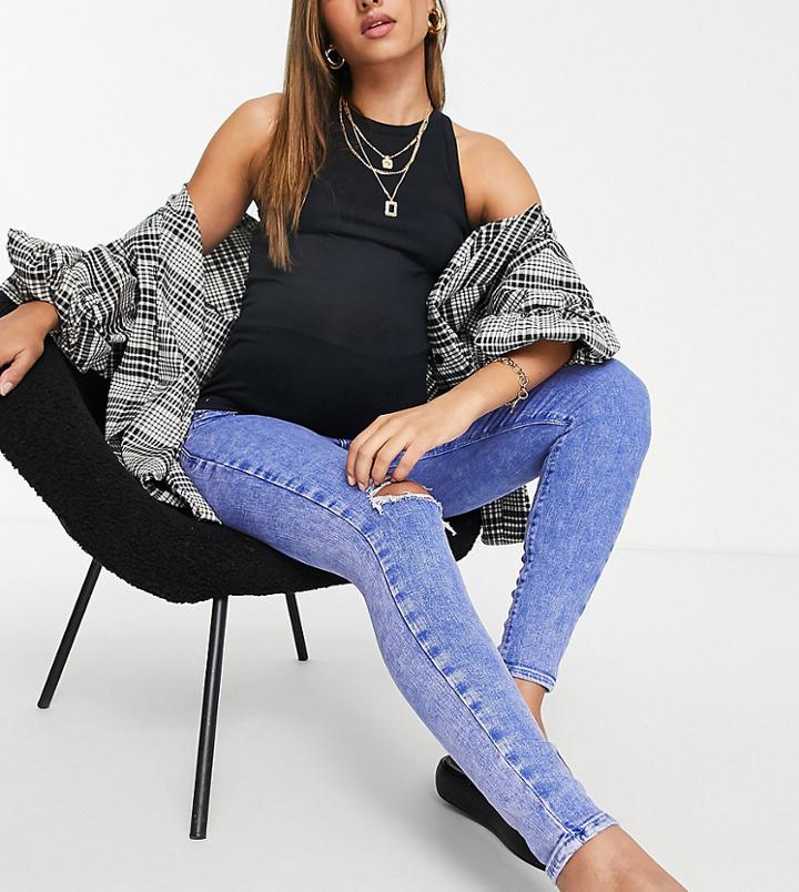 River Island Maternity Skinny Jean In Bright Blue