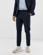 Asos Design Skinny Suit Pants In Navy Seersucker - Navy