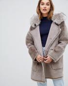 Urban Code Azza Reversible Duffle Coat - Brown