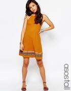 Asos Tall Rib Swing Sundress With Tape Trim - Rust