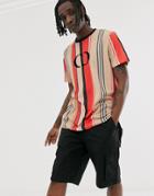 Criminal Damage Oversized T-shirt In Stripe With Logo-multi