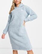 Threadbare Lounge Sweetpear Oversize Hoodie Dress In Pale Blue Sherpa