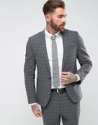 Asos Skinny Suit Jacket In Gray Gradient Check - Gray