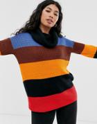 Brave Soul Athens Roll Neck Block Stripe Sweater