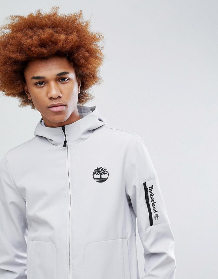 Timberland Hooded Softshell Jacket In Light Gray - Gray
