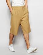 Asos Smart Wide Leg Shorts With Pintuck In Camel - Camel