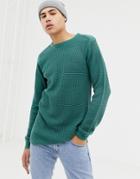 D-struct Long Line Curved Hem Muscle Fit Stretch Knitted Top - Blue