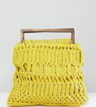 Cleobella Exclusive Macrame Bag With Wooden Handle - Yellow