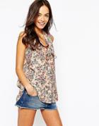 New Look Floral Print Pussy Bow Blouse - Multi