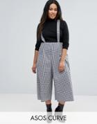 Asos Curve Culotte Pants With Straps In Gingham Check - Multi