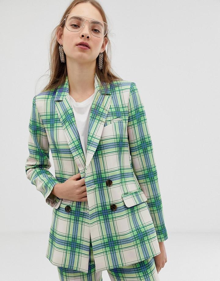 Asos Design Suit Blazer In Printed Check - Multi