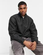 Asos Design Oversized Half Zip Sweatshirt In Fleece-grey
