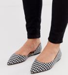 Asos Design Wide Fit Virtue D'orsay Pointed Ballet Flats In Houndstooth-multi