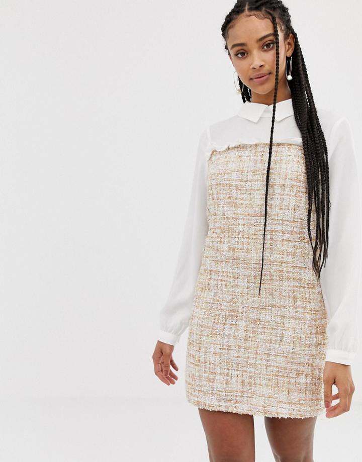 Amy Lynn Long Sleeve Contrast Shirt Dress - Cream
