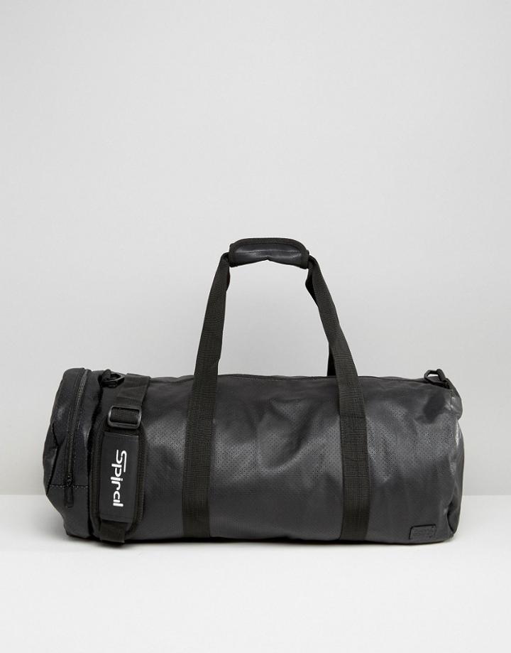 Spiral Leather Look Barrel Bag In Black - Black
