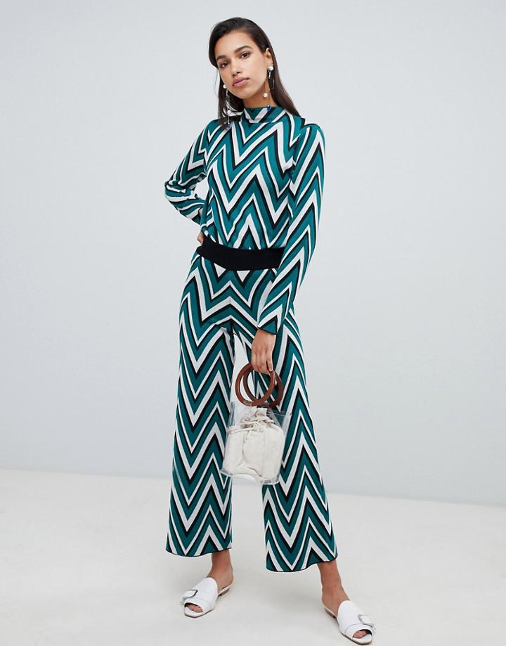 Vero Moda Chevron Stripe Knitted Pants - Multi