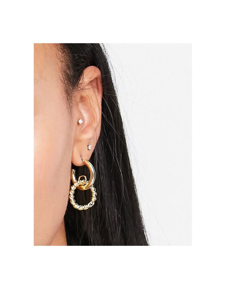 Designb Interlock Twist Hoop Drop Earrings In Gold