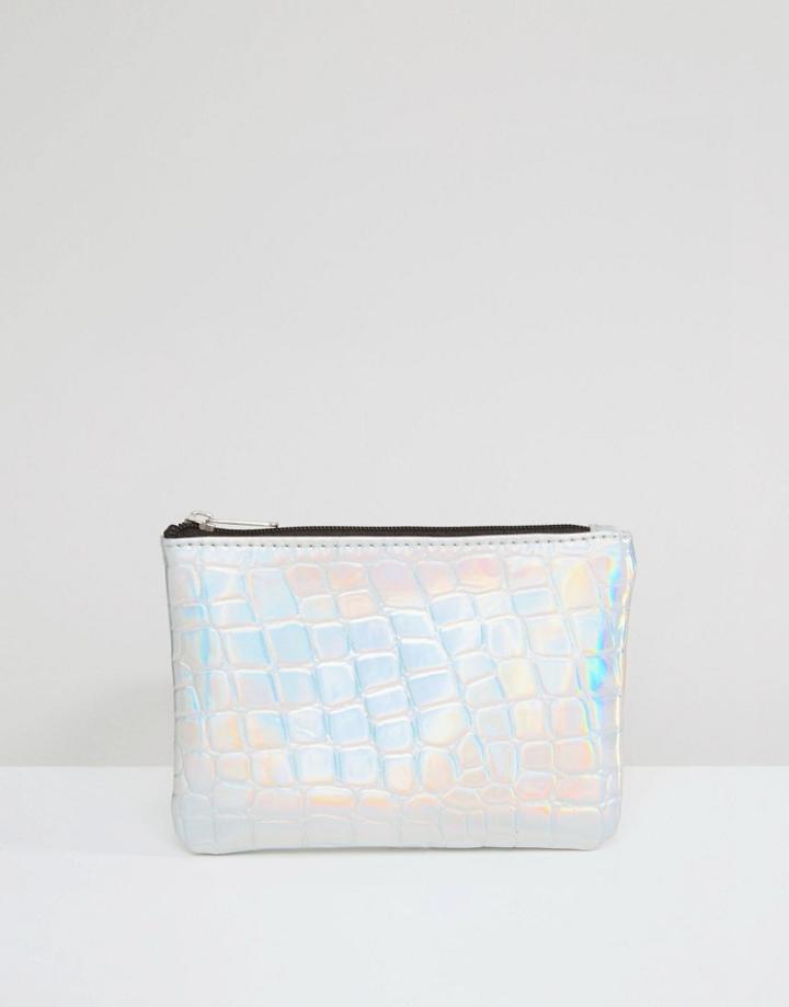 Asos Textured Hologram Zip Top Purse - Hologram