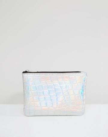 Asos Textured Hologram Zip Top Purse - Hologram